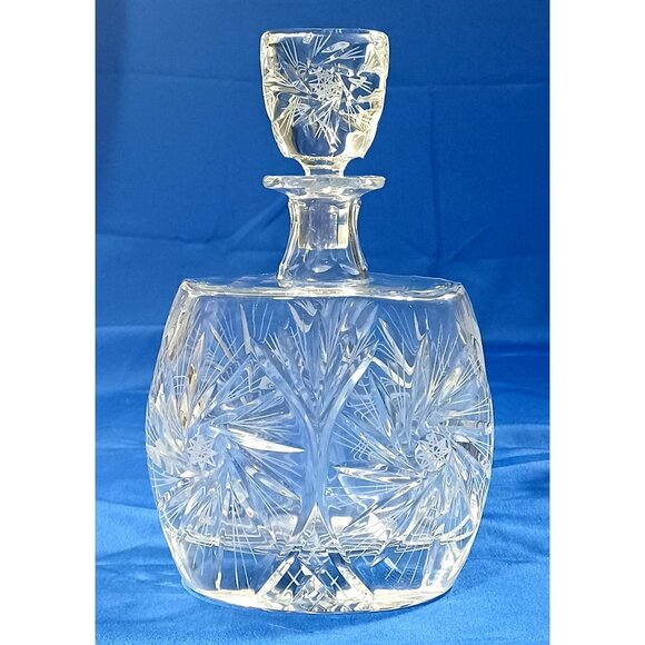 Vtg Bohemian Cut Lead Crystal Decanter 6 Wine Sherry Cordial Glasses Set - Picture 2 of 16